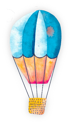 A drawing of a hot air balloon